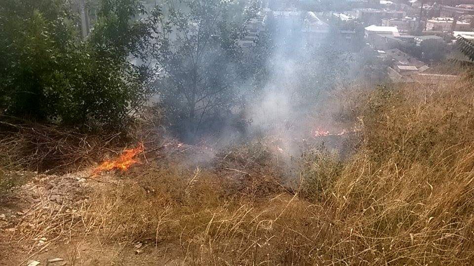В Бердянске на склоне горы снова горела трава. Всего за неделю в городе и районе произошло 37 пожаров