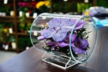Идея для подарка - натуральные цветы в стекле