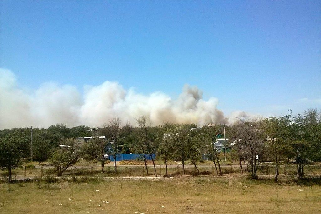 В Бердянске сильно горит посадка в районе АКЗ - обновлено в 16:29