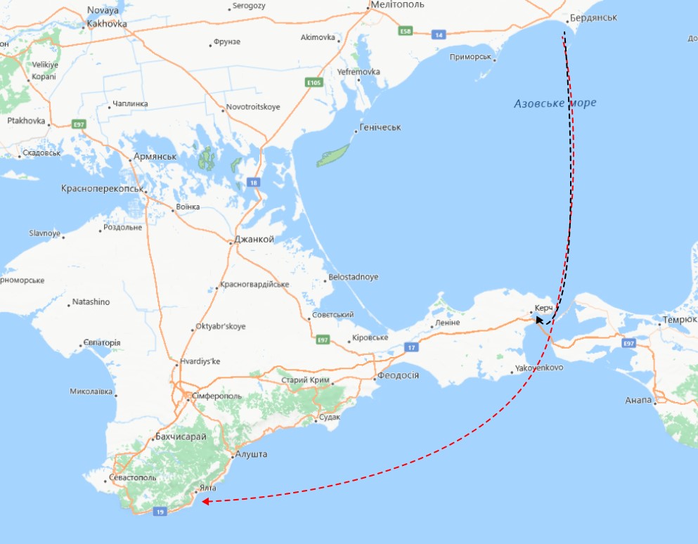 Окупанти заговорили про морські пасажирські перевезення паромом з Бердянську до Криму, але дещо оговорились...