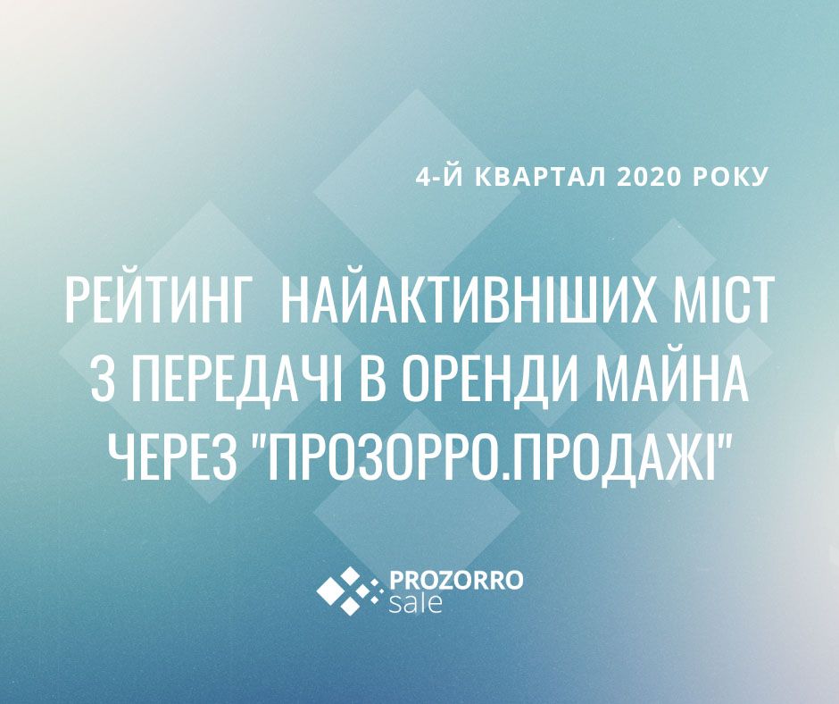 Бердянськ, Київ і Львів найактивніше здавали майно в оренду через «Прозорро.Продажі» і очолили рейтинг 