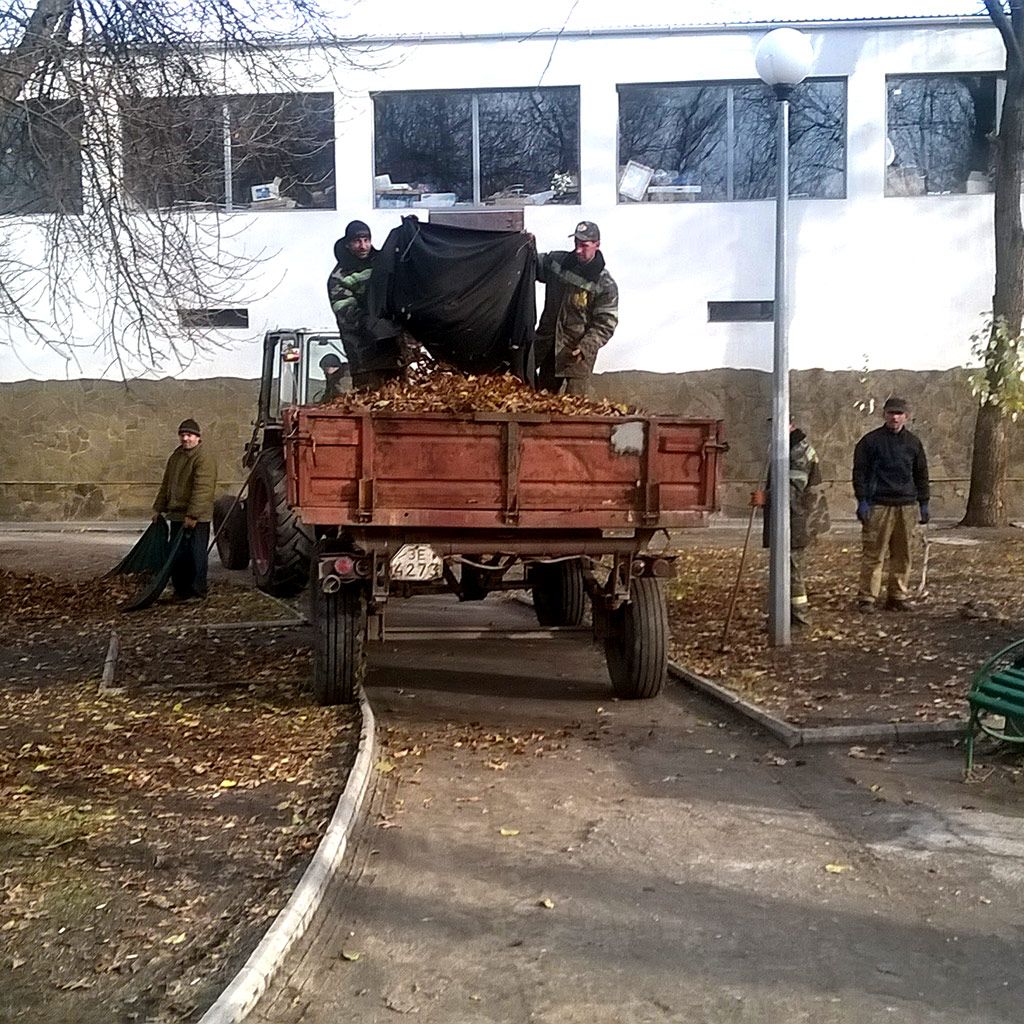 Бердянск очищают от опавшей листвы