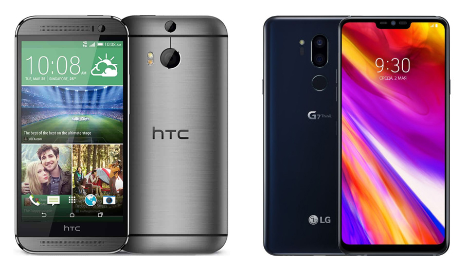 слева HTC ONE справа LG G7
