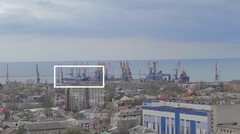 Вид на Бердянський морський торговельний порт, 22.04.2023. Фото з анонімного джерела.