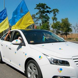 Ко Дню Государственного флага в Бердянске состоялся Автомайдан