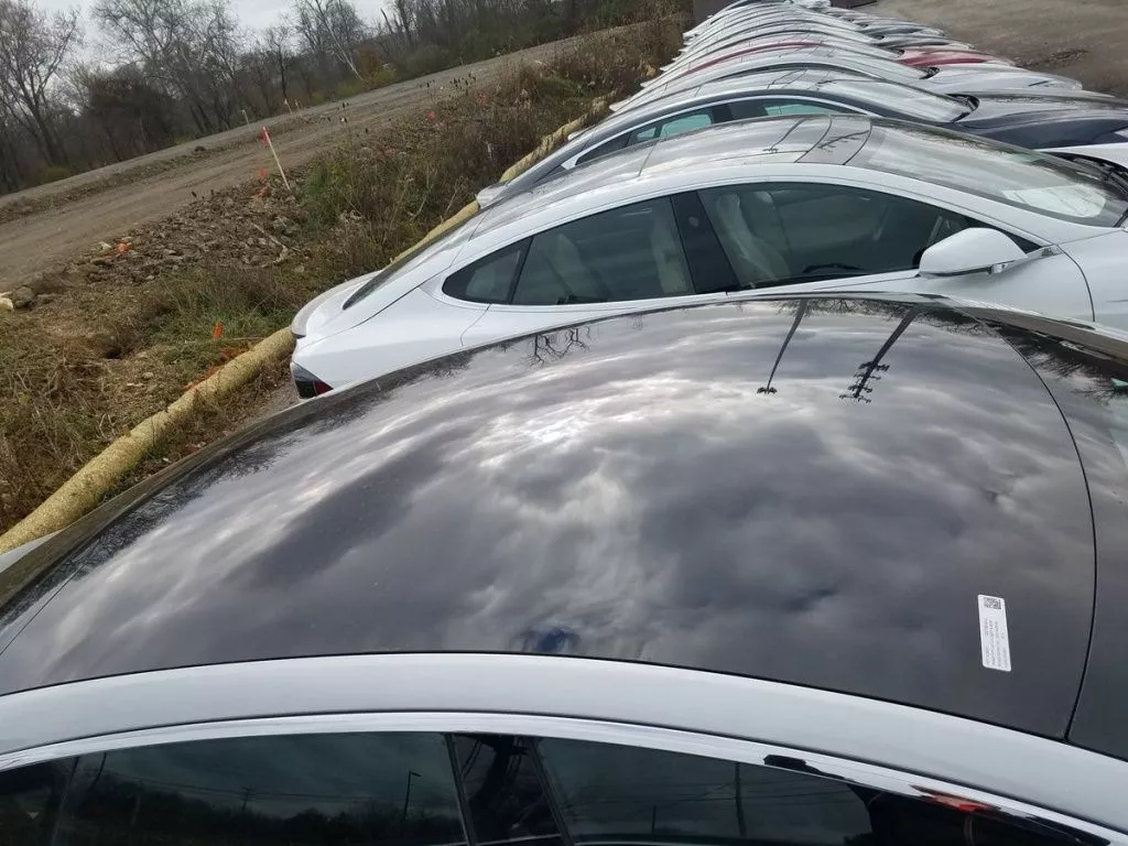 Тесла показали первые авто с полностью стеклянной крышей. Фото и видео