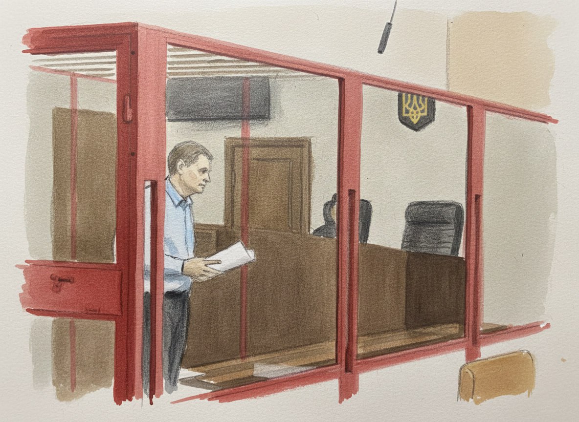 Олександр Пономарьов на судовому засіданні (замальовка BRD24)