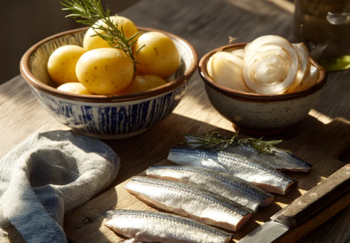 весеря по-Бердянські: оселедець, картопля, маринована цибуля