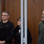 Валентина, Андрій та Сергій у залі суду (Фото: скриншот відео окупантів)